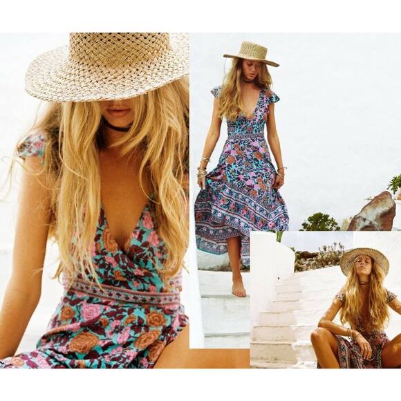 ARNHEM Spanish Rose Midi Dress Wrap AUS 8 US 4 Fit XS S - Picture 1 of 16